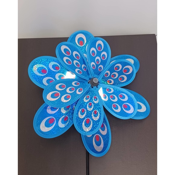 Yard Spinner NEW 3D LARGE Double Petal Wind with Stake Flower is 15 Inches Wide! - Picture 8 of 10